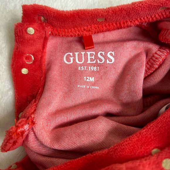 EUC. Guess - Baby girl velour and tulle dress - Red - 12 months - Picture 7 of 8